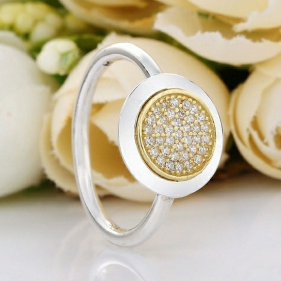 Two tone sterling silver pave ring. - Picture 7 of 8
